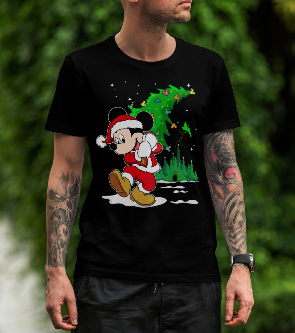 Merry Christmas Mickey Mouse Santa Magic Disney Tree T-Shirt