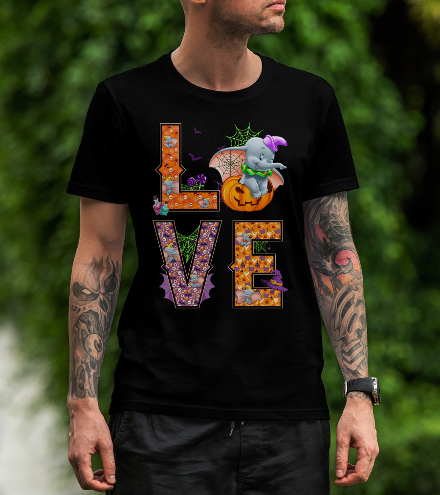 Love Dumbo Halloween Pumpkin Spiderweb Costume T-Shirt
