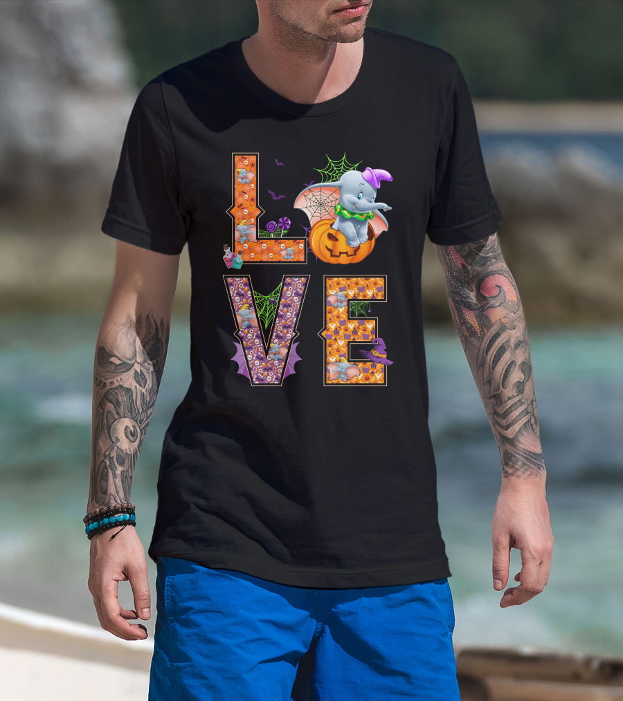 Love Dumbo Halloween Pumpkin Spiderweb Costume T-Shirt