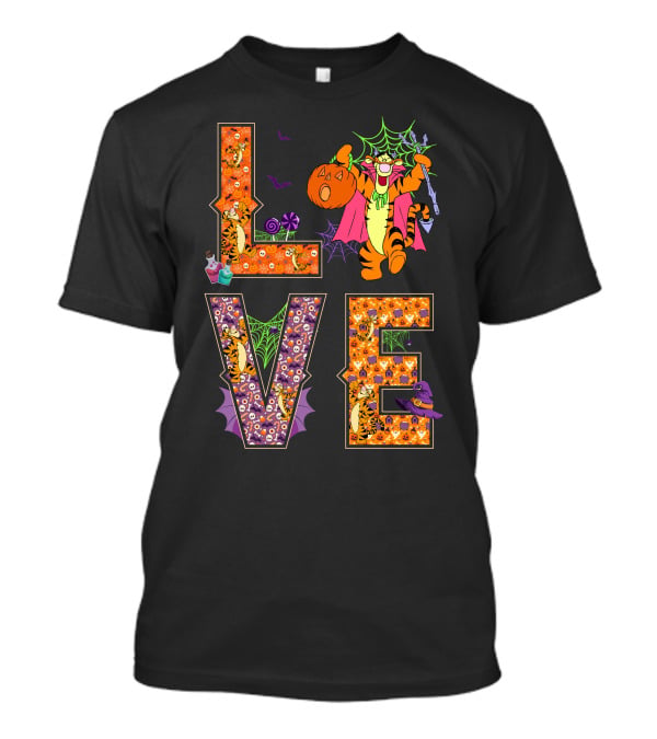 Tigger Halloween Love Pumpkin Costume Spiderwebs T-Shirt