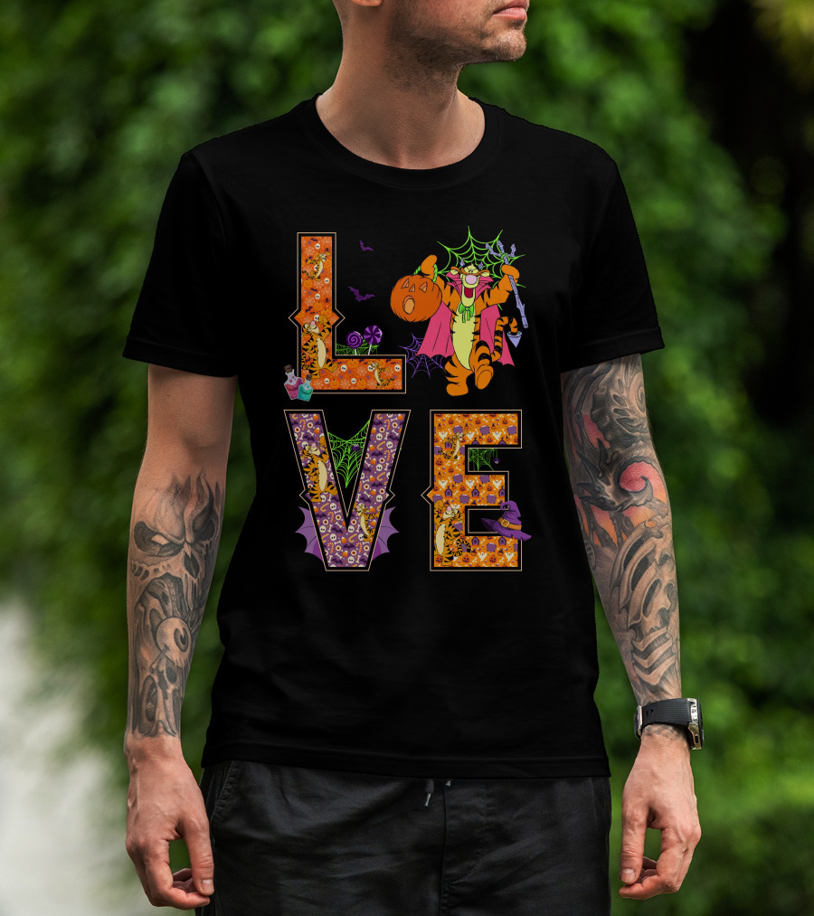 Tigger Halloween Love Pumpkin Costume Spiderwebs T-Shirt