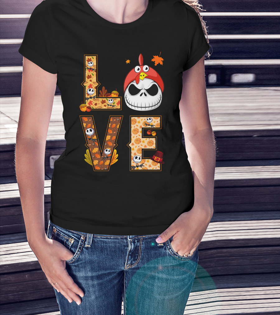 Love Jack Skellington Fall Pumpkin Thanksgiving T-Shirt