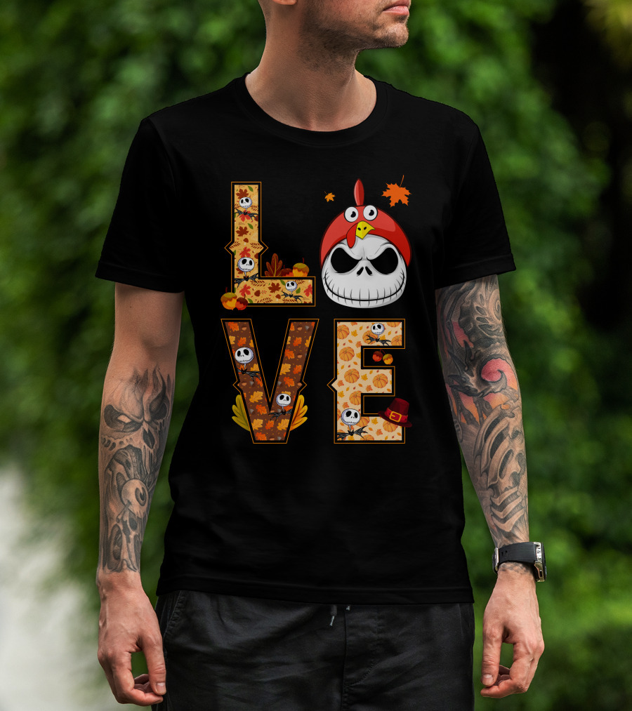 Love Jack Skellington Fall Pumpkin Thanksgiving T-Shirt