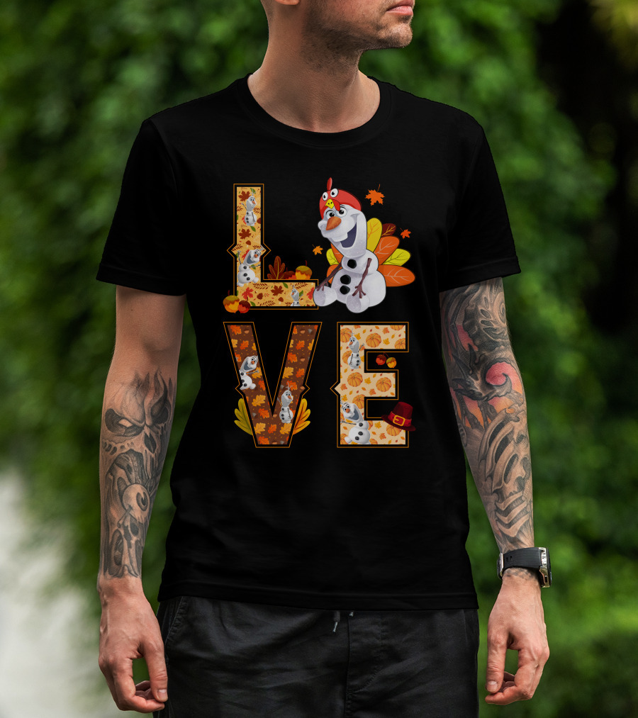 Love Olaf Thanksgiving Autumn Leaves Costume T-Shirt
