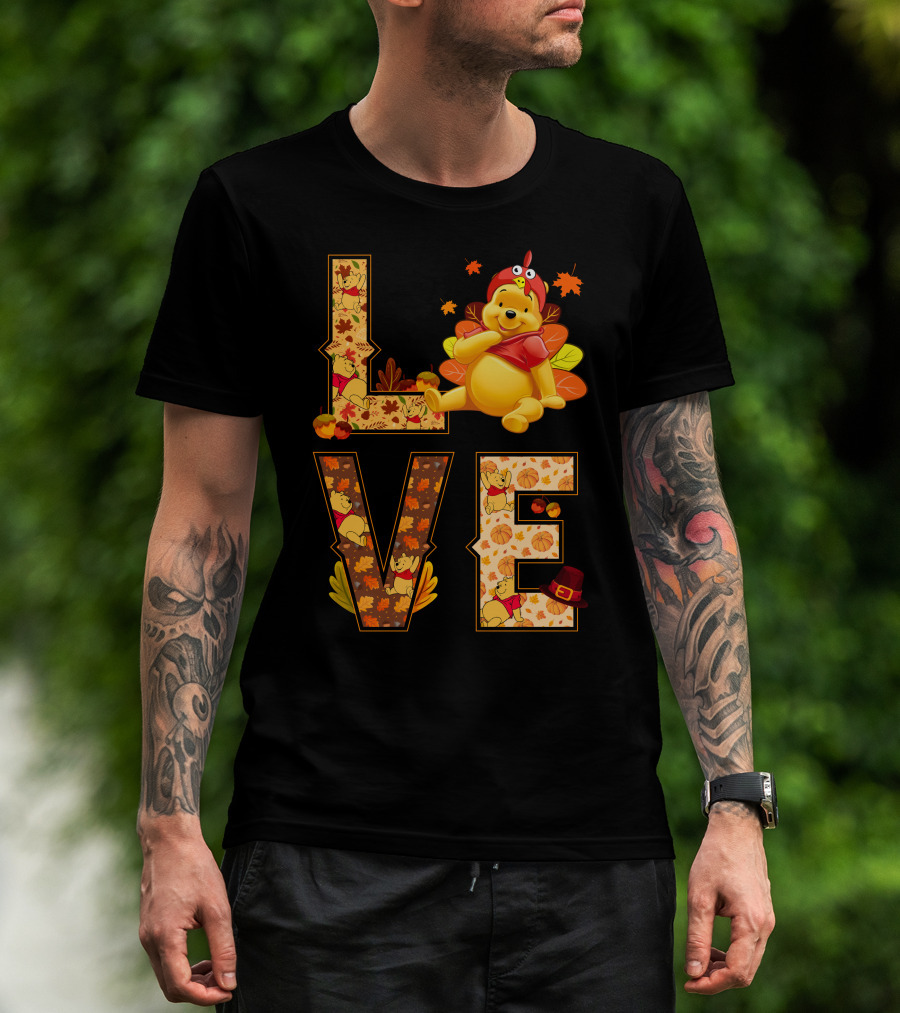 Love Pooh Fall Thanksgiving Theme T-Shirt