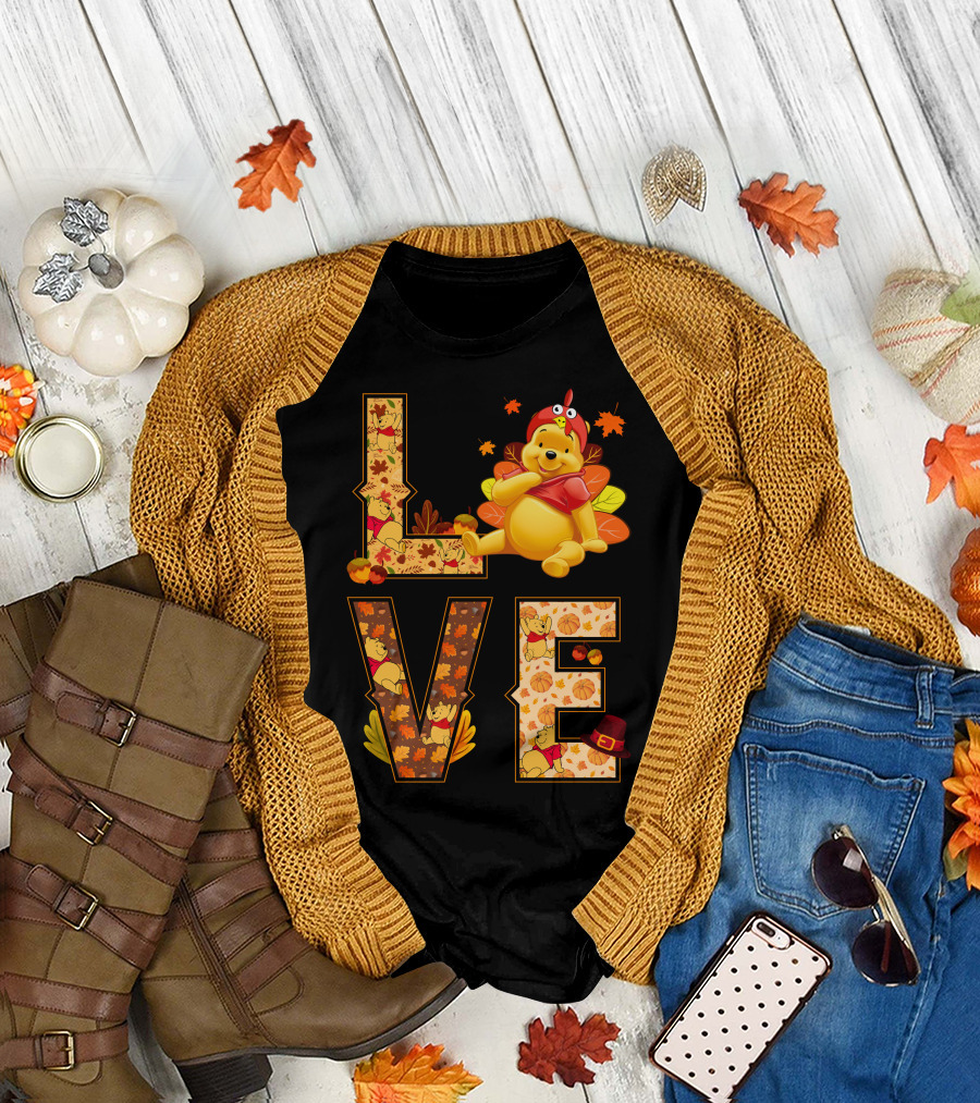 Love Pooh Fall Thanksgiving Theme T-Shirt