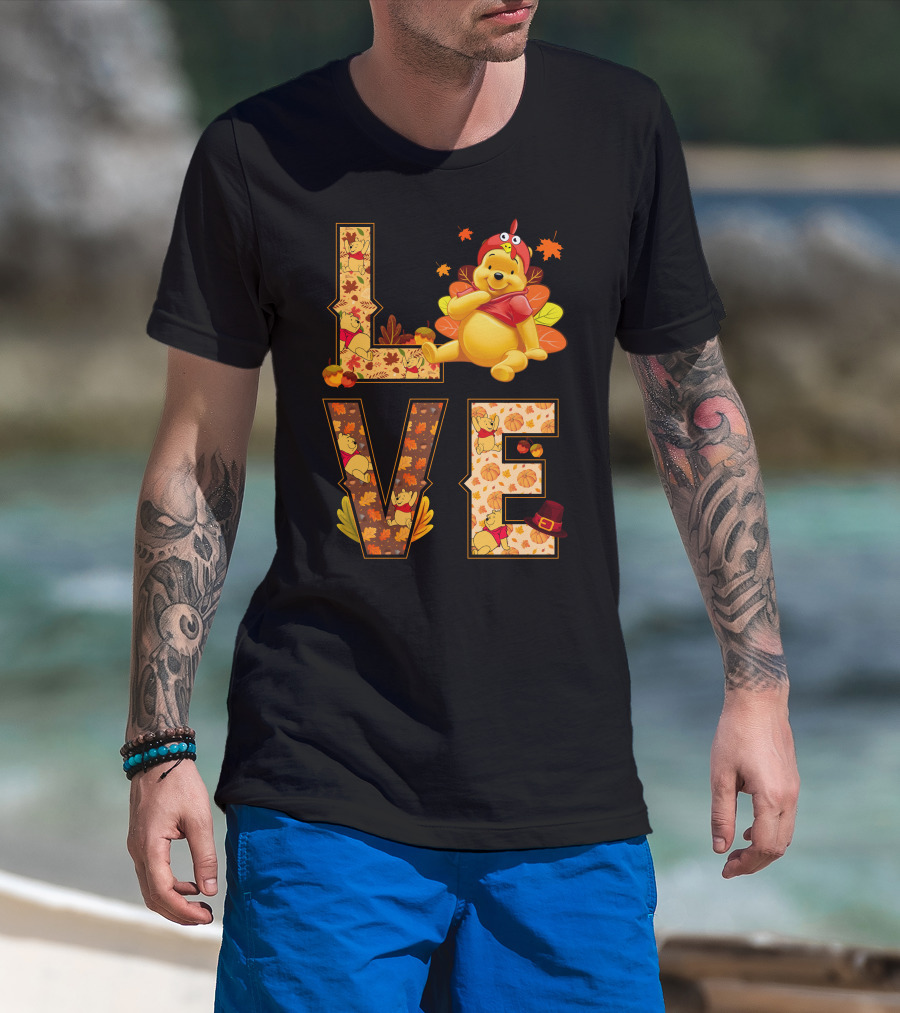 Love Pooh Fall Thanksgiving Theme T-Shirt