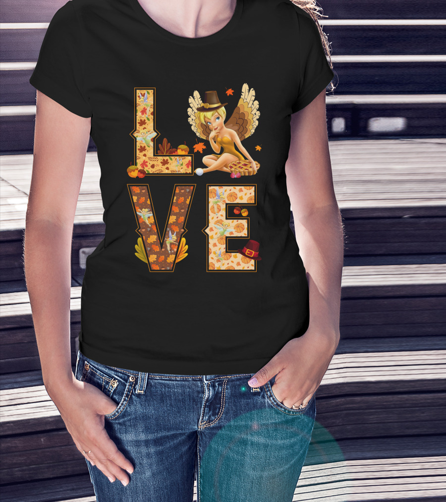 Love Tinkerbell Thanksgiving Autumn Theme T-Shirt