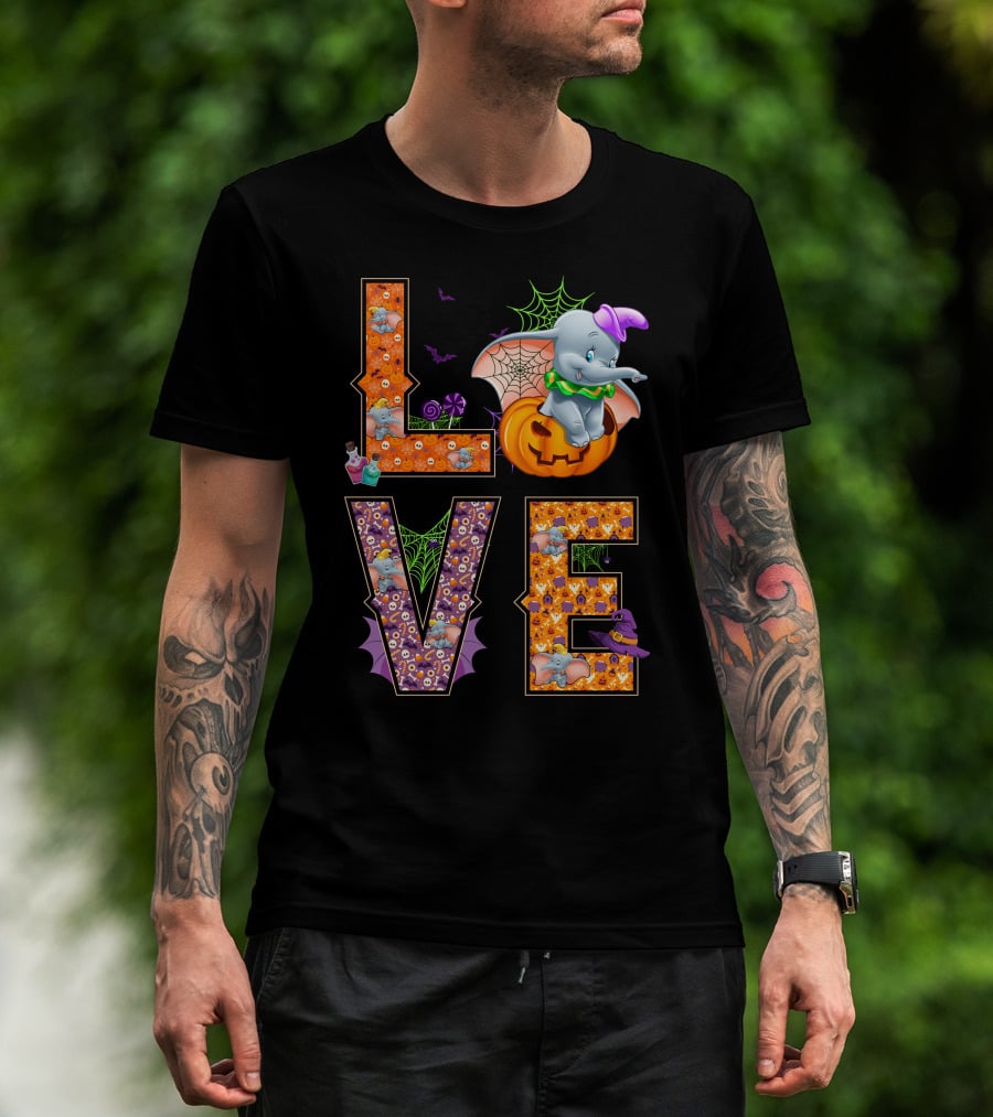 Dumbo Love Halloween Pumpkin Web Spooky Theme T-Shirt