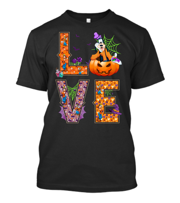 Love Goofy Halloween Pumpkin Spiderweb T-Shirt