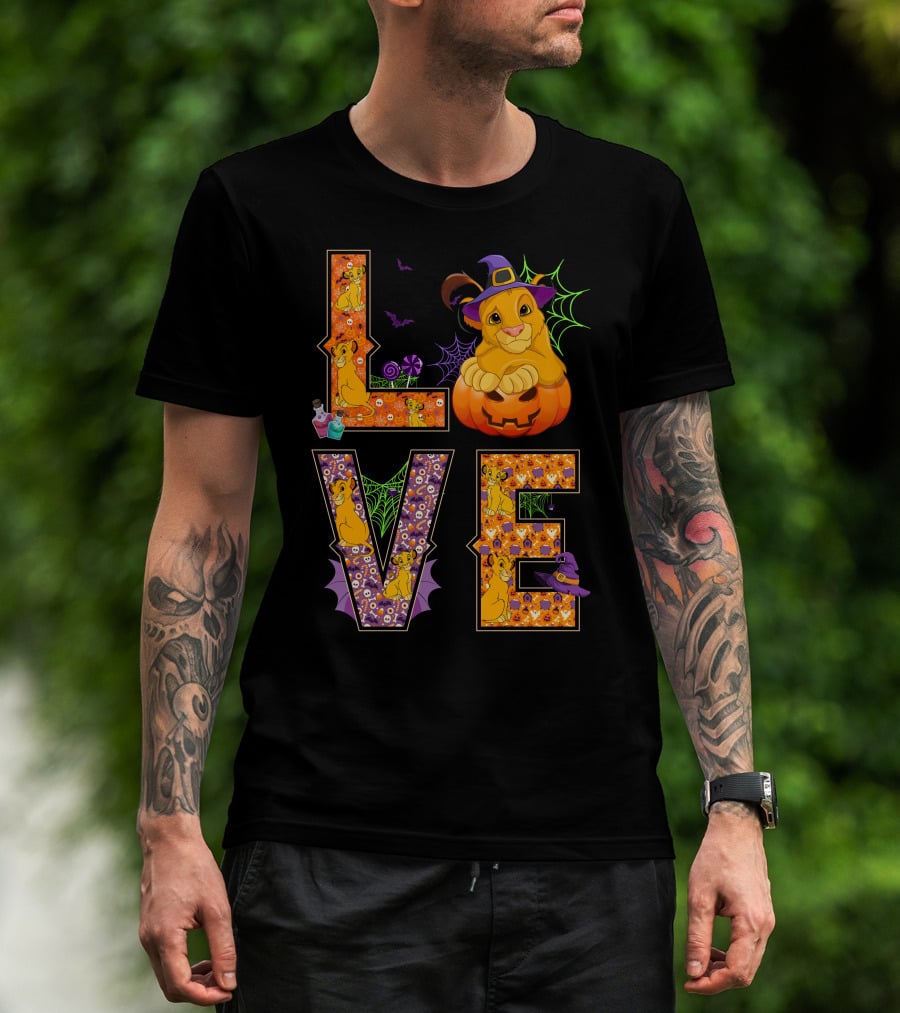 Love Halloween Simba Pumpkin Witch Hat T-Shirt