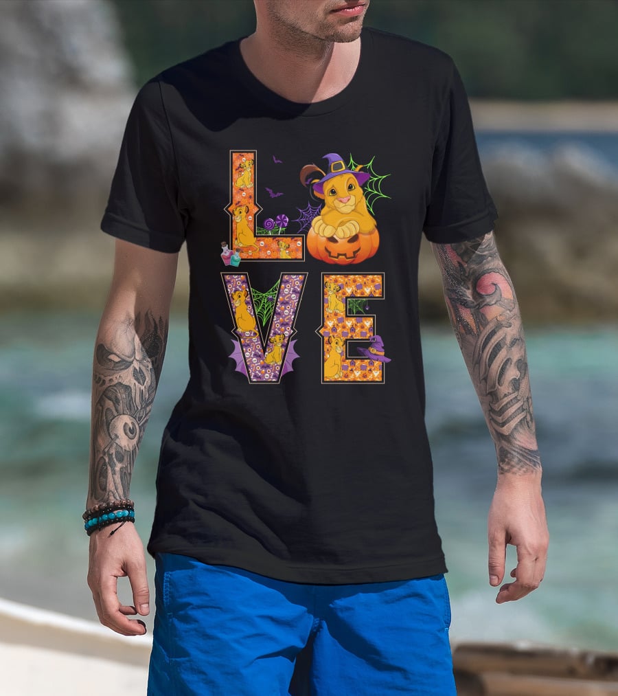 Love Halloween Simba Pumpkin Witch Hat T-Shirt