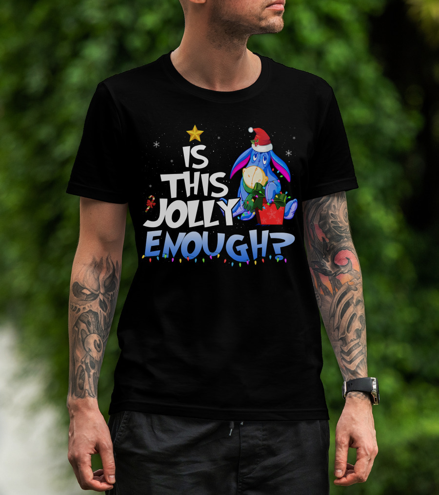 Eeyore Is This Jolly Enough Santa Christmas Lights T-Shirt