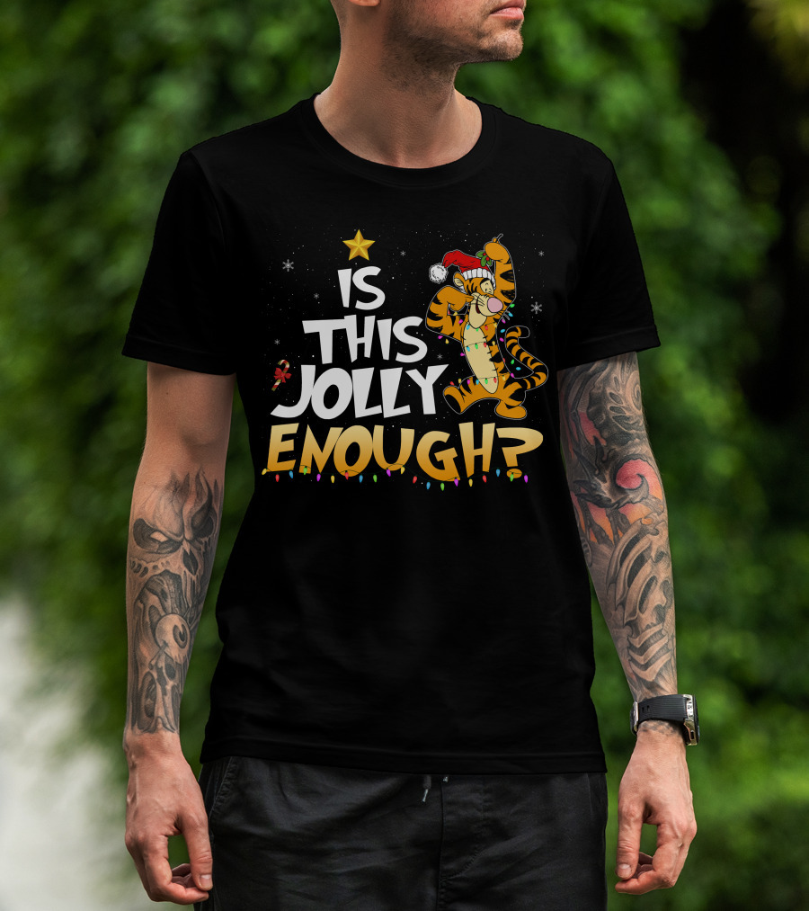Is This Jolly Enough Tigger Christmas Santa Hat T-Shirt