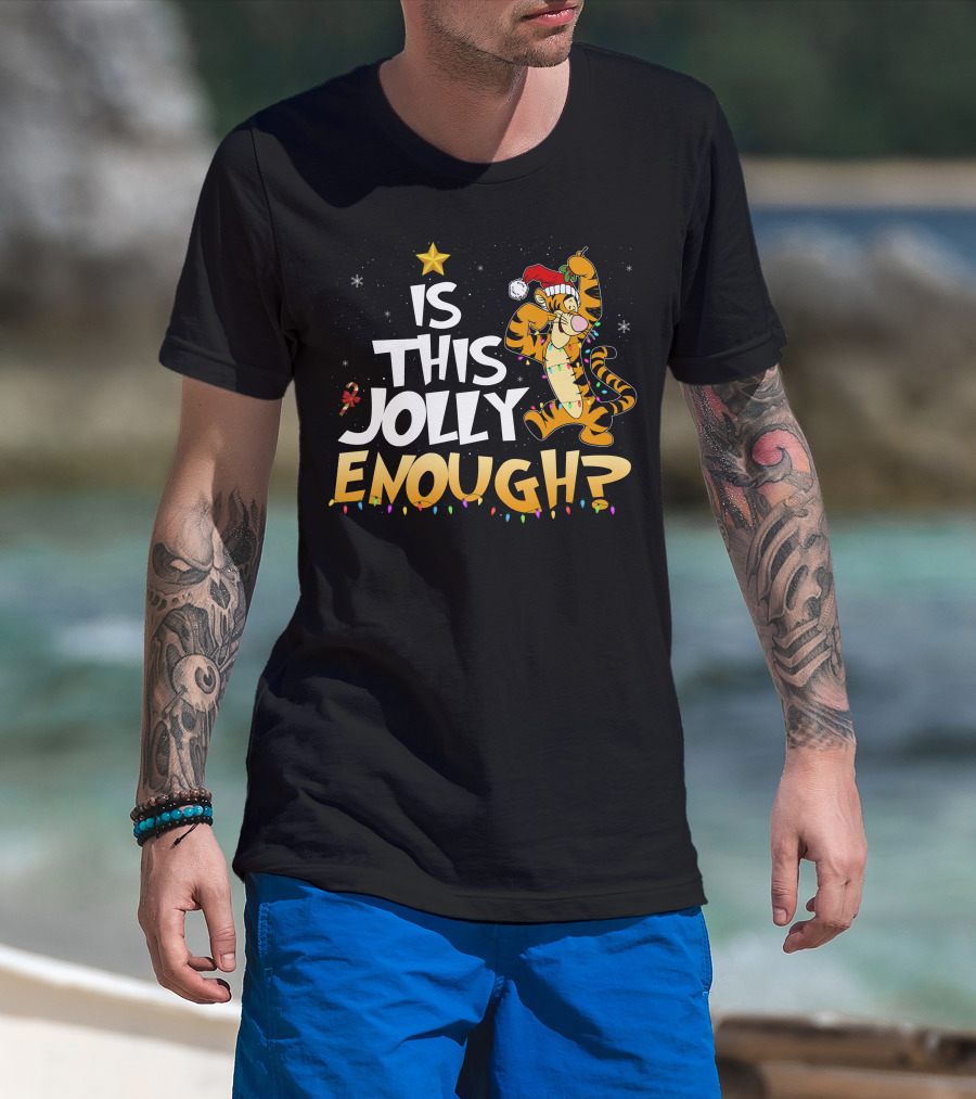 Is This Jolly Enough Tigger Christmas Santa Hat T-Shirt