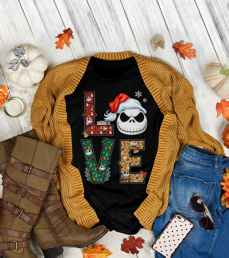 Love Jack Skellington Christmas Theme T-Shirt