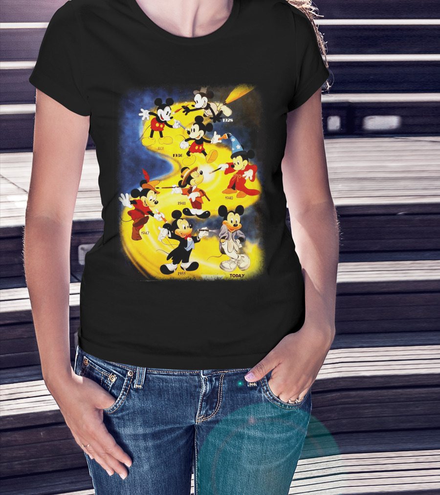 Mickey Through The Years 1928 1931 1936 1940 1941 1947 1955 Today T-Shirt