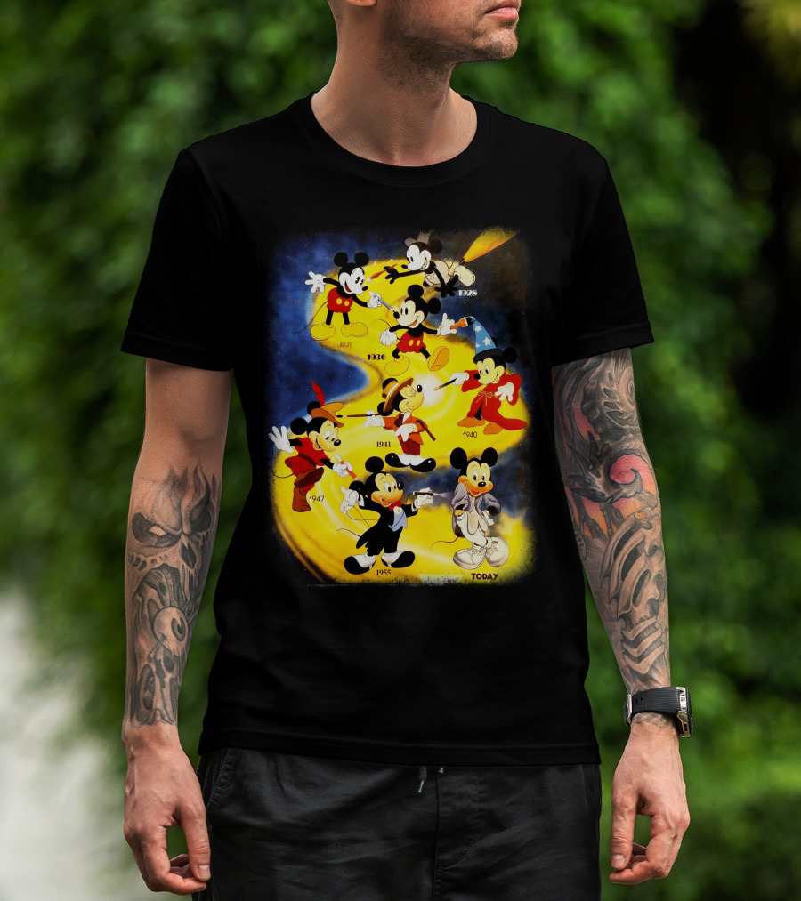 Mickey Through The Years 1928 1931 1936 1940 1941 1947 1955 Today T-Shirt