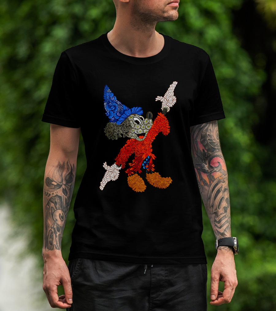 Sorcerer Mickey Floral Pattern Disney T-Shirt
