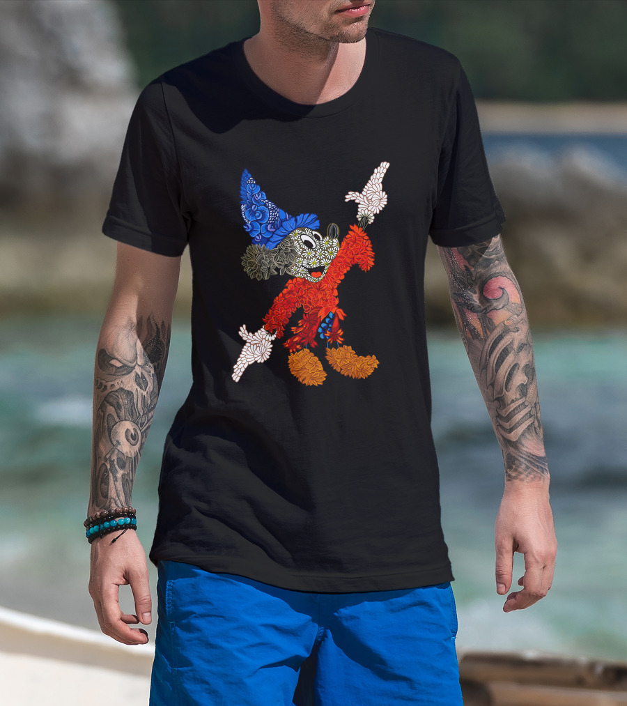 Sorcerer Mickey Floral Pattern Disney T-Shirt