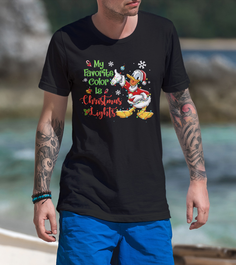 My Favorite Color Is Christmas Lights Donald Duck Snowflakes T-Shirt