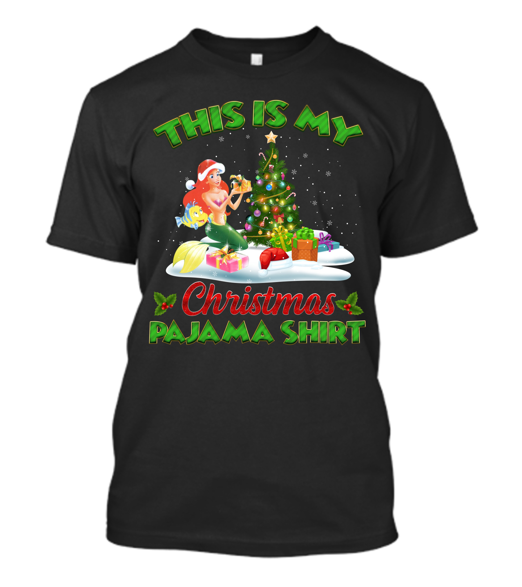 This Is My Christmas Pajama Shirt Ariel And Flounder Holiday Scene T-Shirt