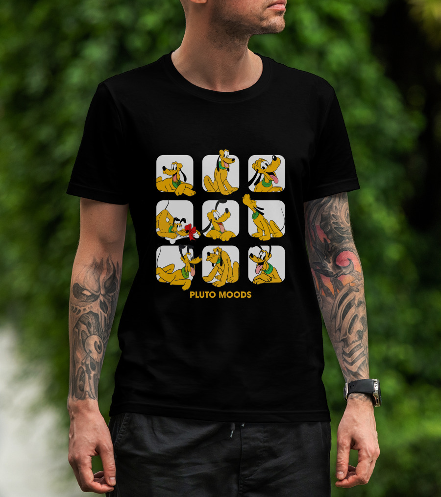 Pluto Moods Cartoon Character Expressions Collection T-Shirt