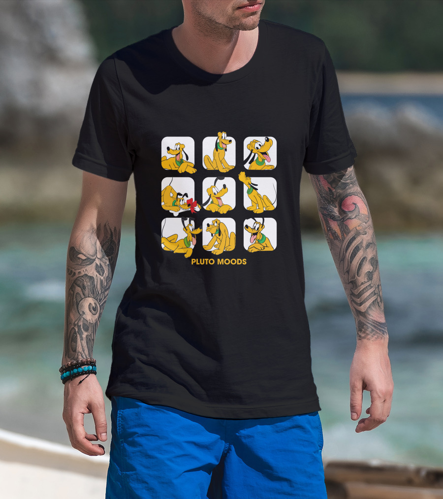Pluto Moods Cartoon Character Expressions Collection T-Shirt