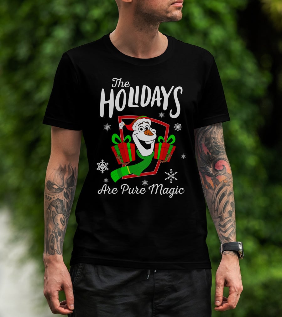 The Holidays Are Pure Magic Olaf Snowman With Gifts T-Shirt