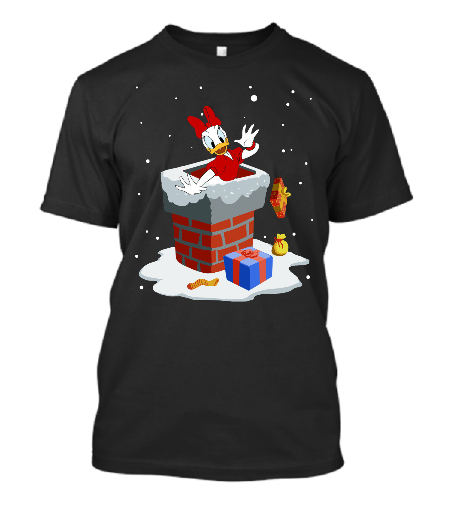 Daisy Duck Christmas Chimney Surprise With Snow And Gifts T-Shirt