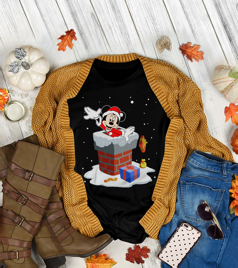 Minnie Santa Christmas Chimney Presents T-Shirt