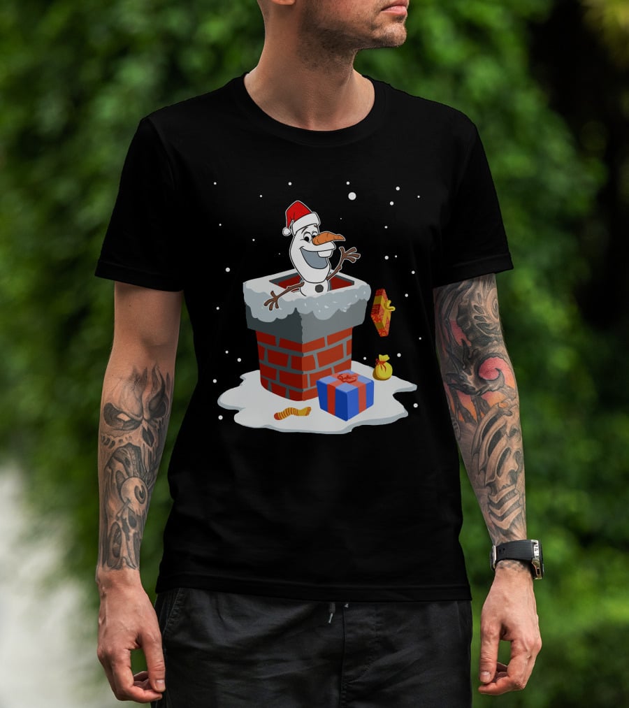Olaf Santa Chimney Surprise Christmas Snowman T-Shirt