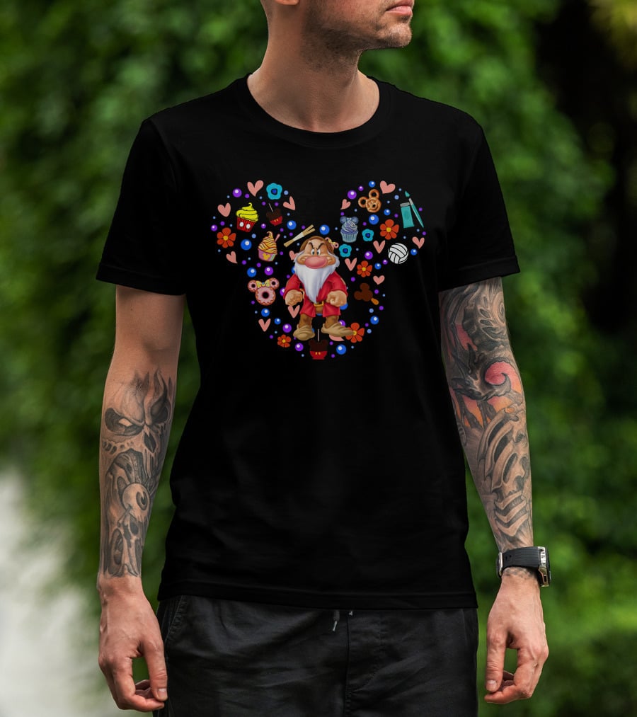 Grumpy Seven Dwarfs With Mickey Mouse Ears And Treats T-Shirt