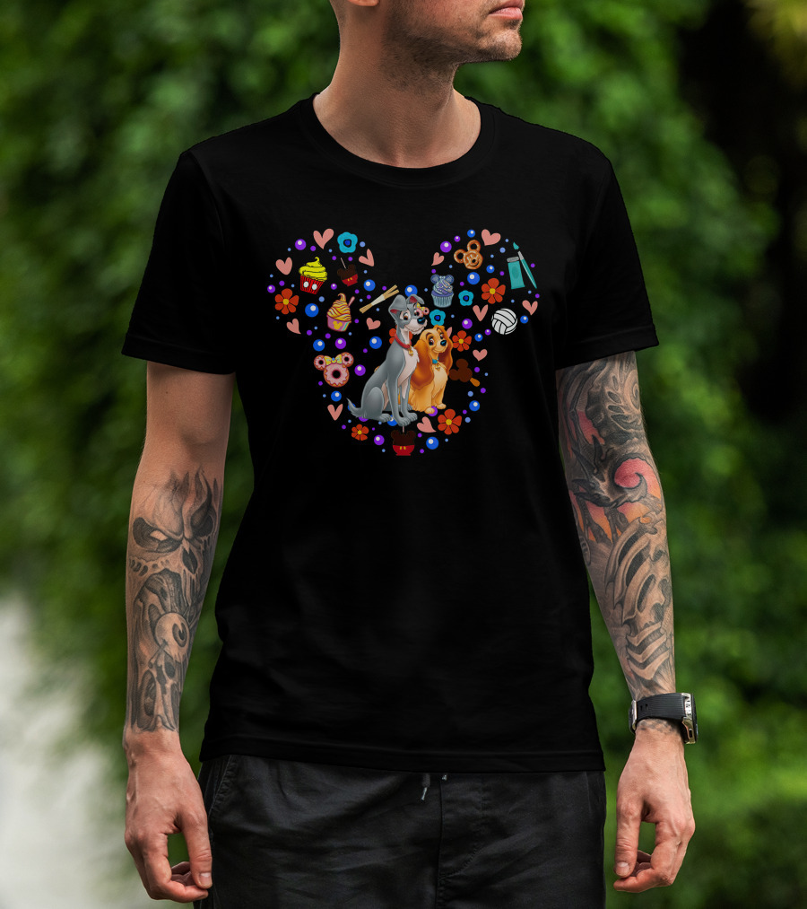 Lady And The Tramp Heart Mouse Ears Cupcake Socks Baseball Yarn T-Shirt