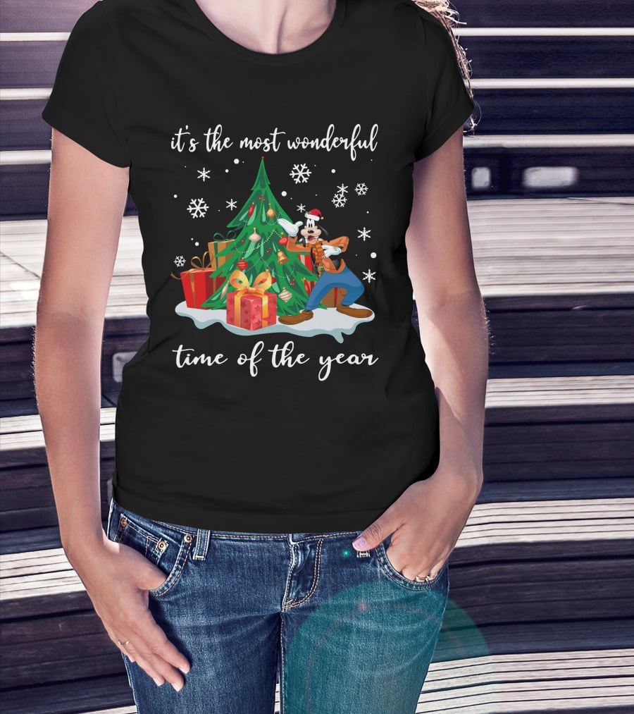 It's The Most Wonderful Time Of The Year Goofy Christmas Tree Snowflakes T-Shirt