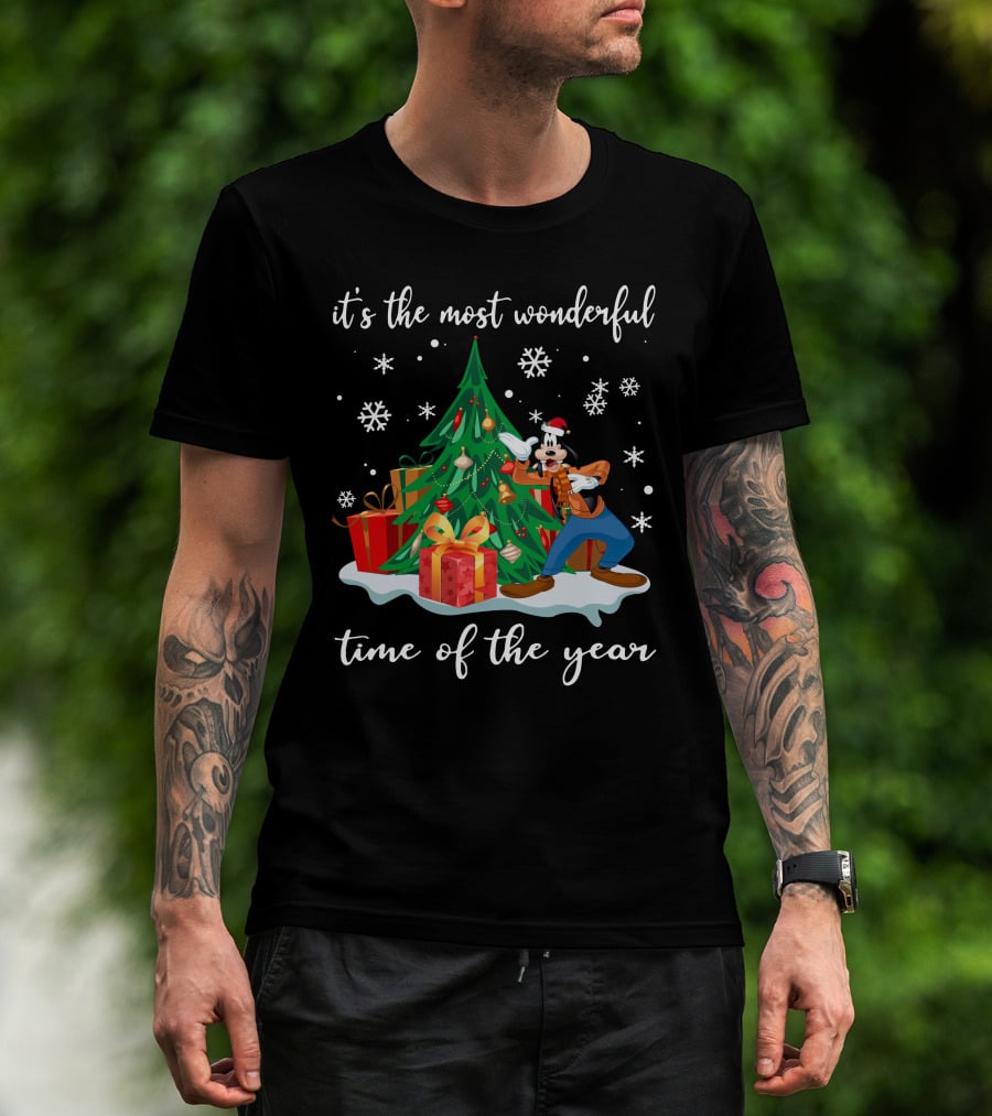 It's The Most Wonderful Time Of The Year Goofy Christmas Tree Snowflakes T-Shirt