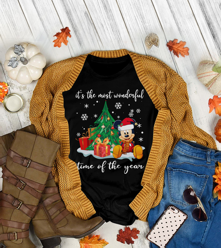 It's The Most Wonderful Time Of The Year Mickey Christmas Tree Gifts Snowflakes T-Shirt