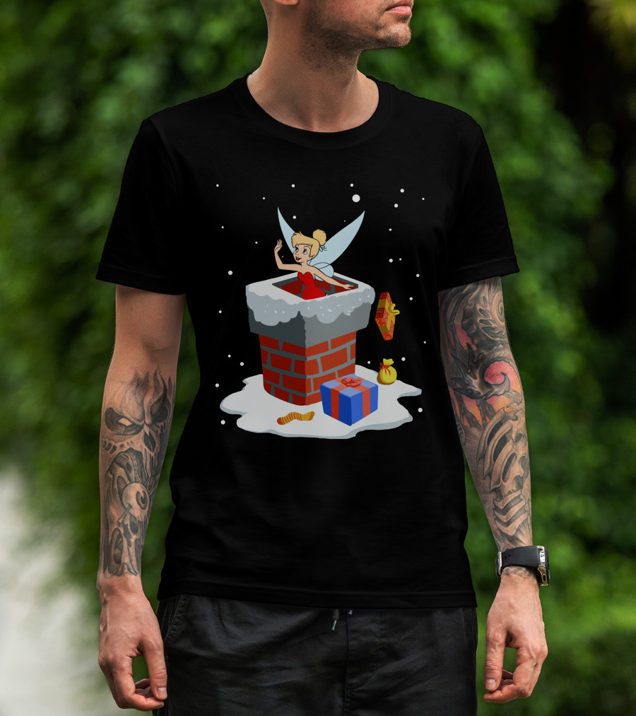 Tinker Bell Christmas Chimney Gifts Snowflakes T-Shirt