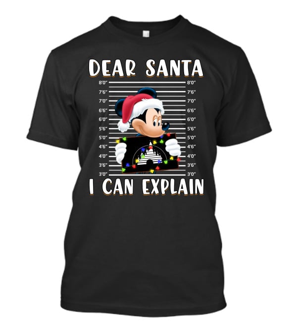 Dear Santa I Can Explain Mickey Christmas Mugshot T-Shirt