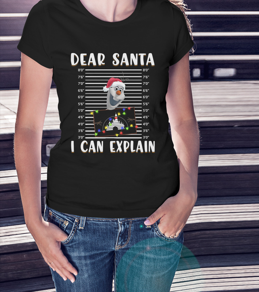 Dear Santa Olaf I Can Explain Christmas Disney Mugshot T-Shirt