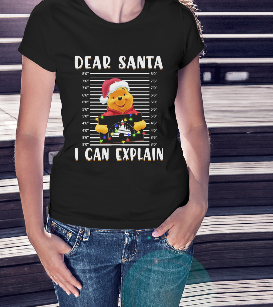 Dear Santa I Can Explain Pooh Christmas Mugshot T-Shirt