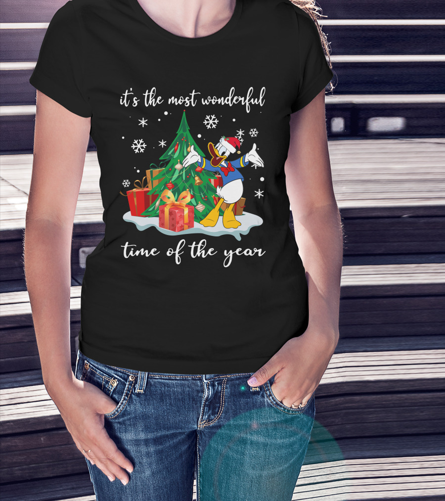 Donald It's The Most Wonderful Time Of The Year Christmas Tree And Gifts T-Shirt