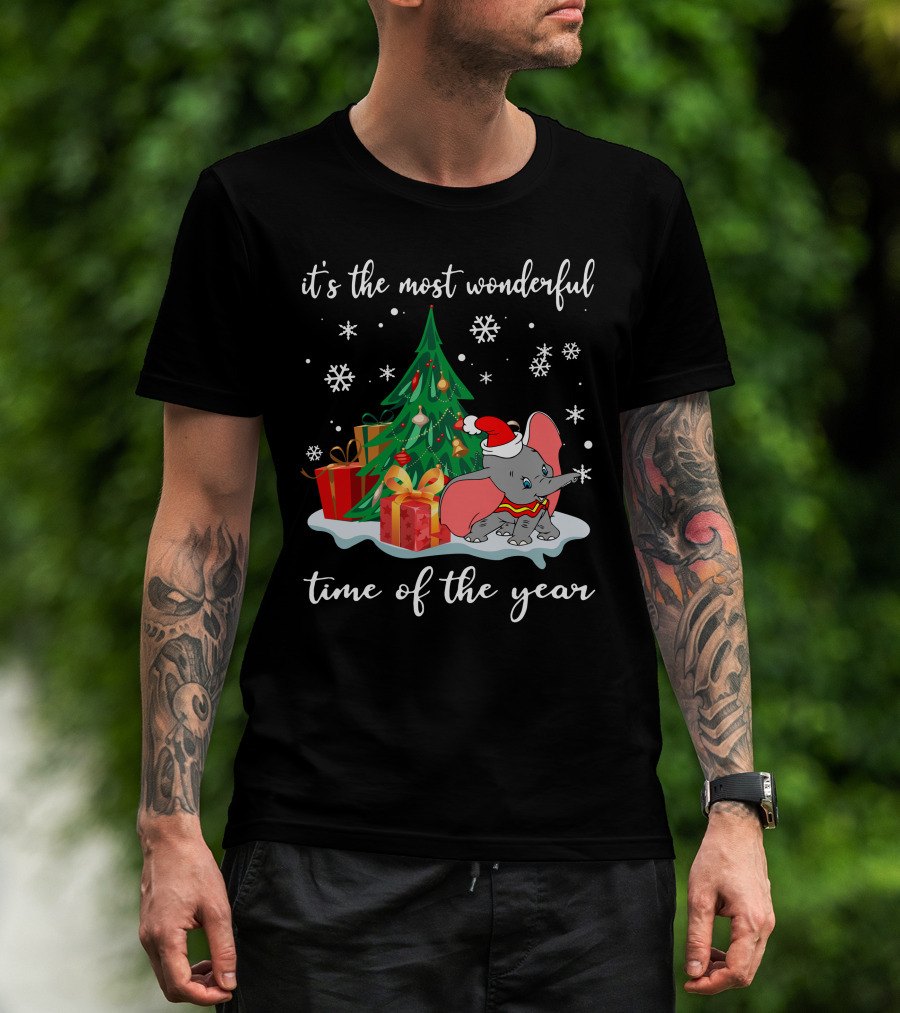 It's The Most Wonderful Time Of The Year Dumbo Christmas Tree Snowflakes T-Shirt
