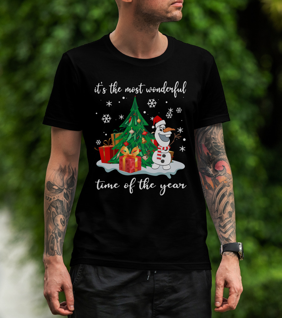It's The Most Wonderful Time Of The Year Olaf Christmas Tree Snowman T-Shirt