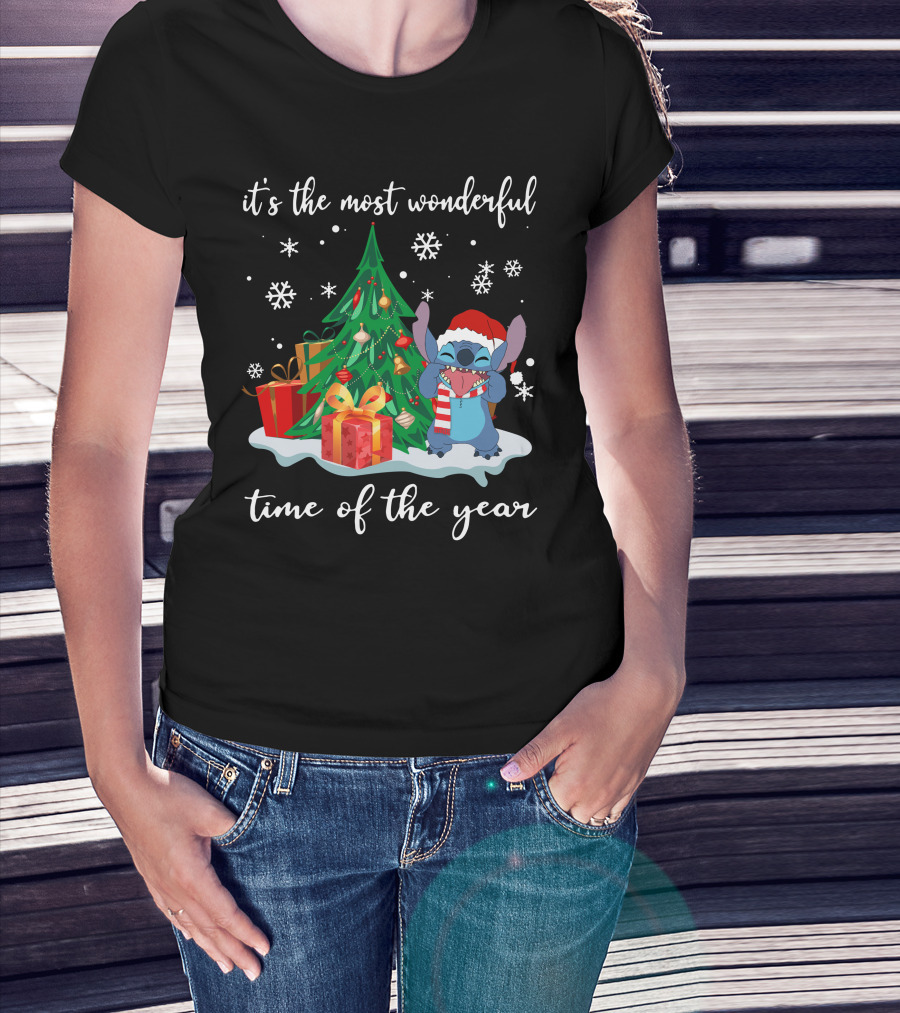 It's The Most Wonderful Time Of The Year Stitch Christmas Tree And Presents T-Shirt