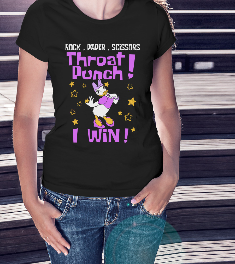 Rock Paper Scissors Throat Punch I Win Daisy Duck Stars T-Shirt