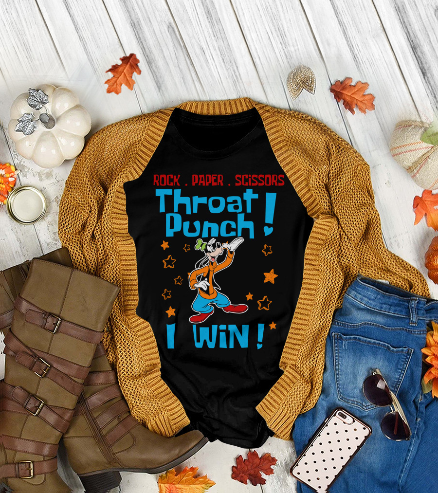 Rock Paper Scissors Throat Punch I Win Goofy T-Shirt