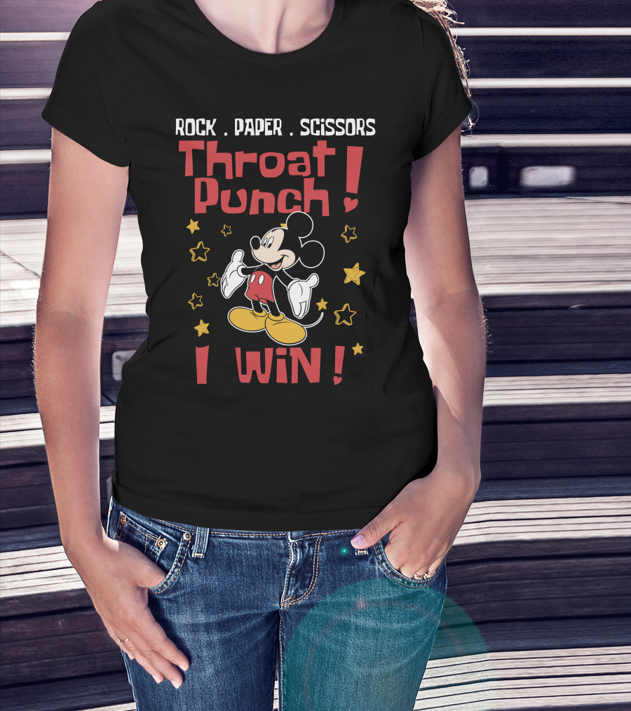 Rock Paper Scissors Throat Punch I Win Mickey T-Shirt
