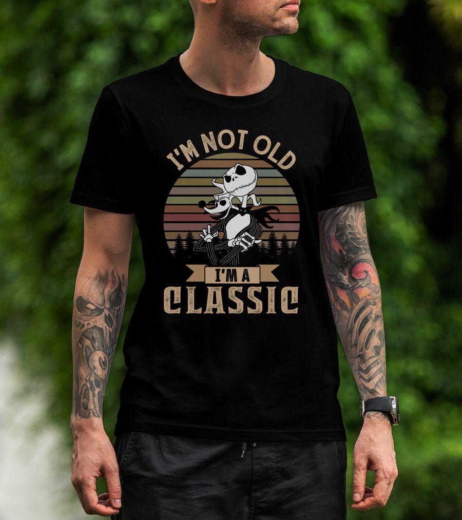 I'M NOT OLD I'M A CLASSIC Jack Skellington Vintage Sunset Forest T-Shirt