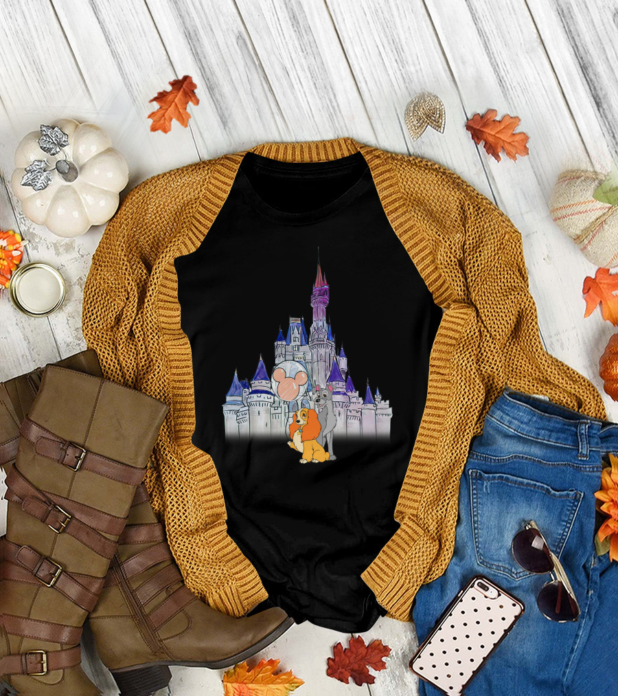 Lady And The Tramp Disney Castle Magic Balloon T-Shirt